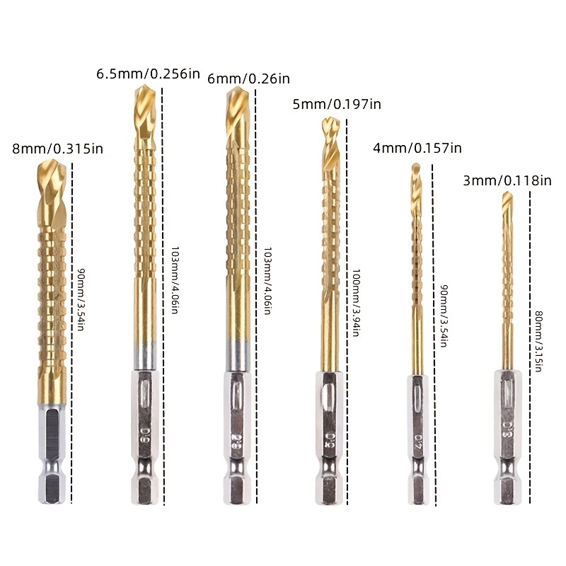 6本/パック 六角シャンク鋸歯ドリルビット ツイストドリルビット
