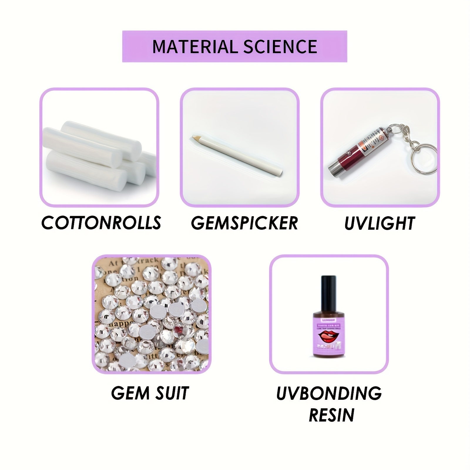 Tooth Gem Kit With Uv Curing Light Resin Glue Gem Suit Gems - Temu