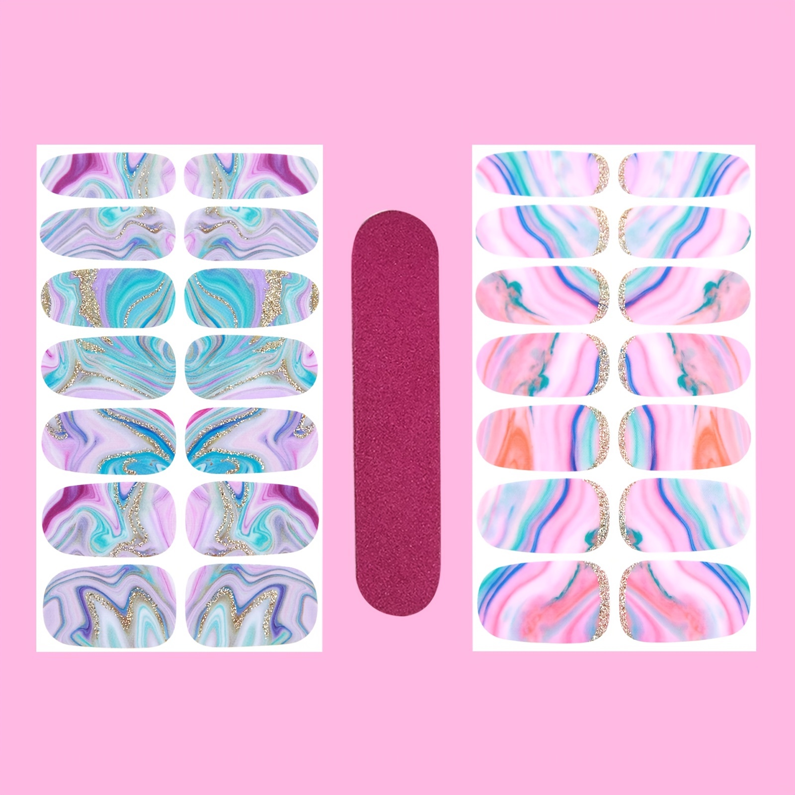 2 Sheets Full Cover Nail Stickers for Creative Nail Art
