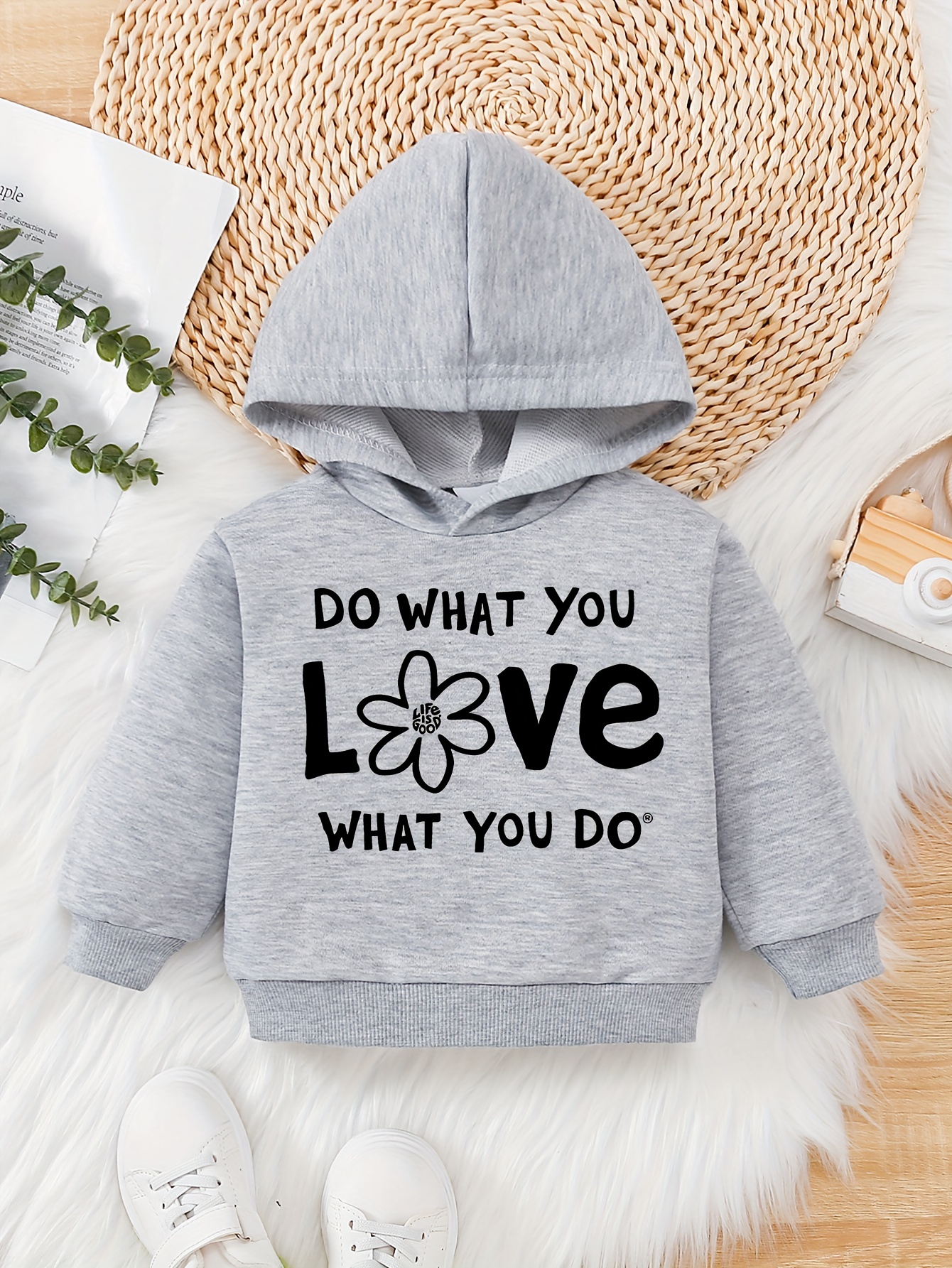 Infant Baby Girls Stylish Letter Print Loose Casual Hooded