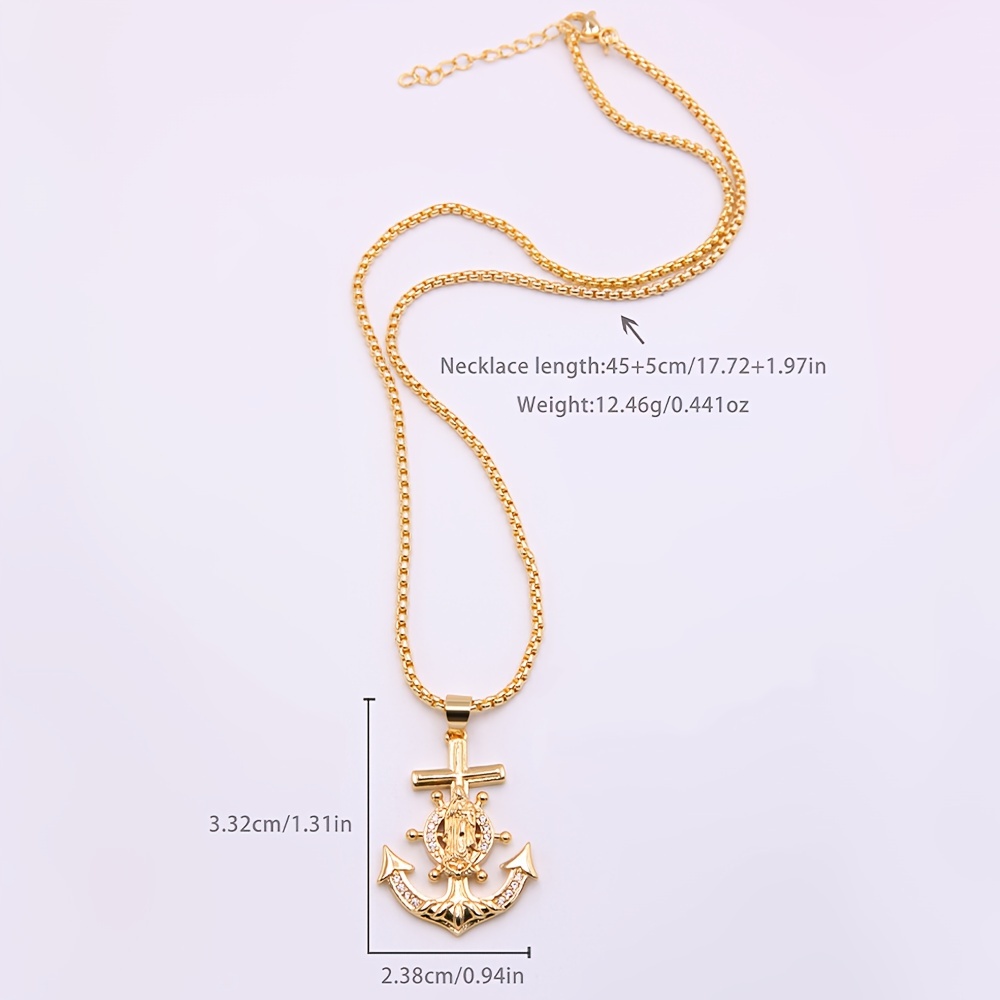 Necklace Gold Plated Women Men Chain Fashion Gold Jewelry with Anchor  Pendant