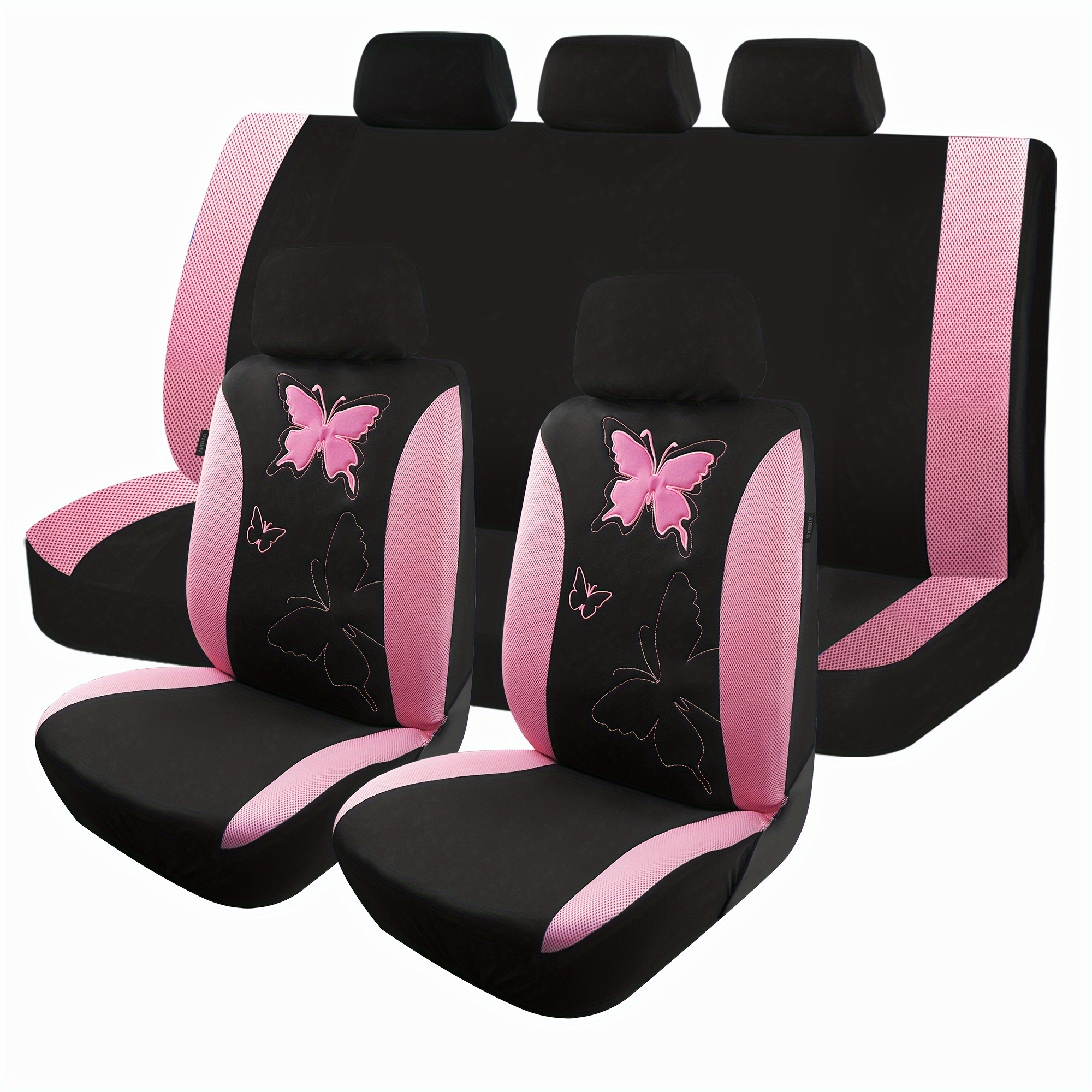 Suhoaziia Daisy Car Seat Cover 7 PCS Universal Fit Car Sedans  Truck,Comfortable Mushroom High Back Front Back Seat Cover Auto  Accessiores,Anti-Slip Butterfly Steering Cover and Seat Belt Cover 