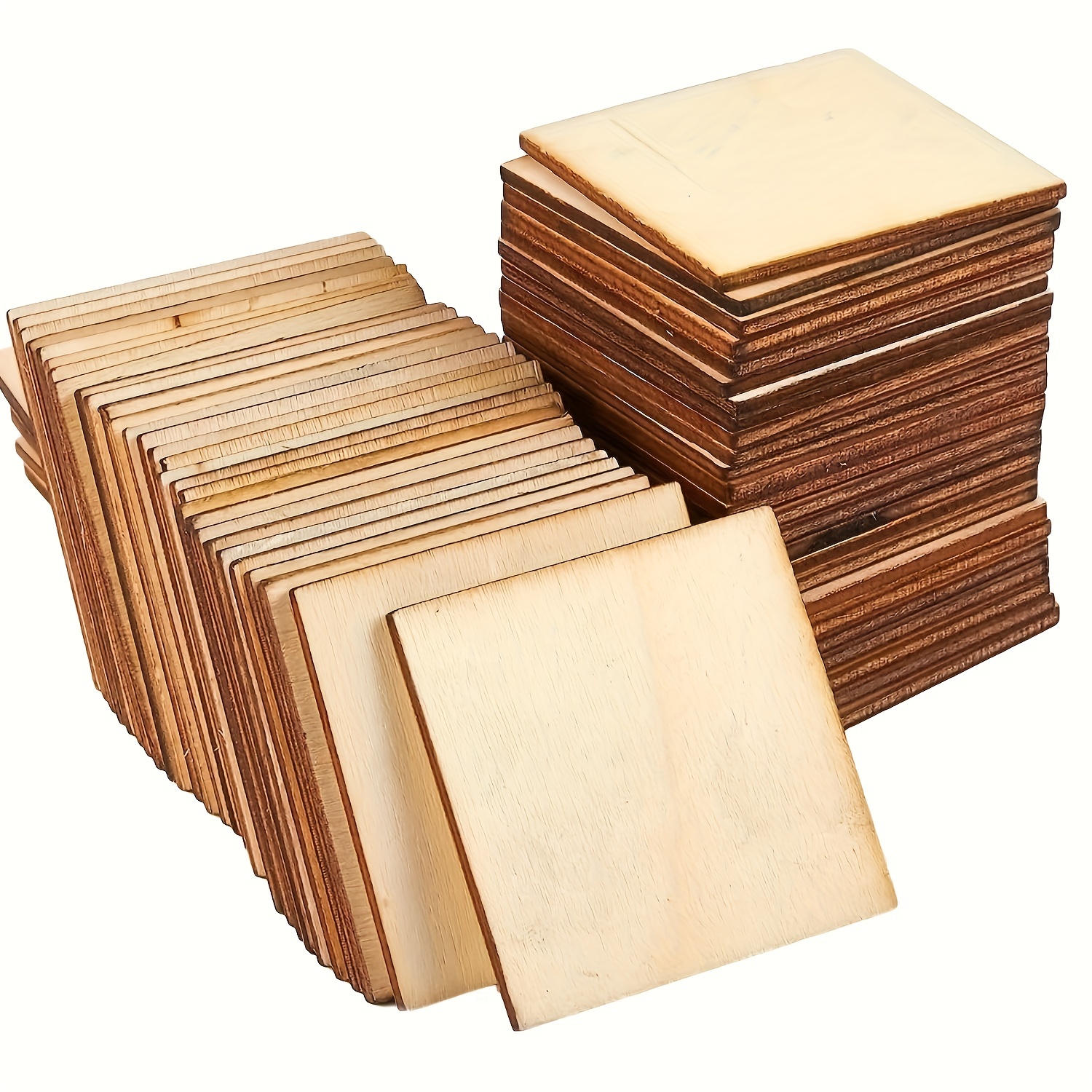 Wooden Squares For Diy Crafts Wooden Cutout Tiles For - Temu