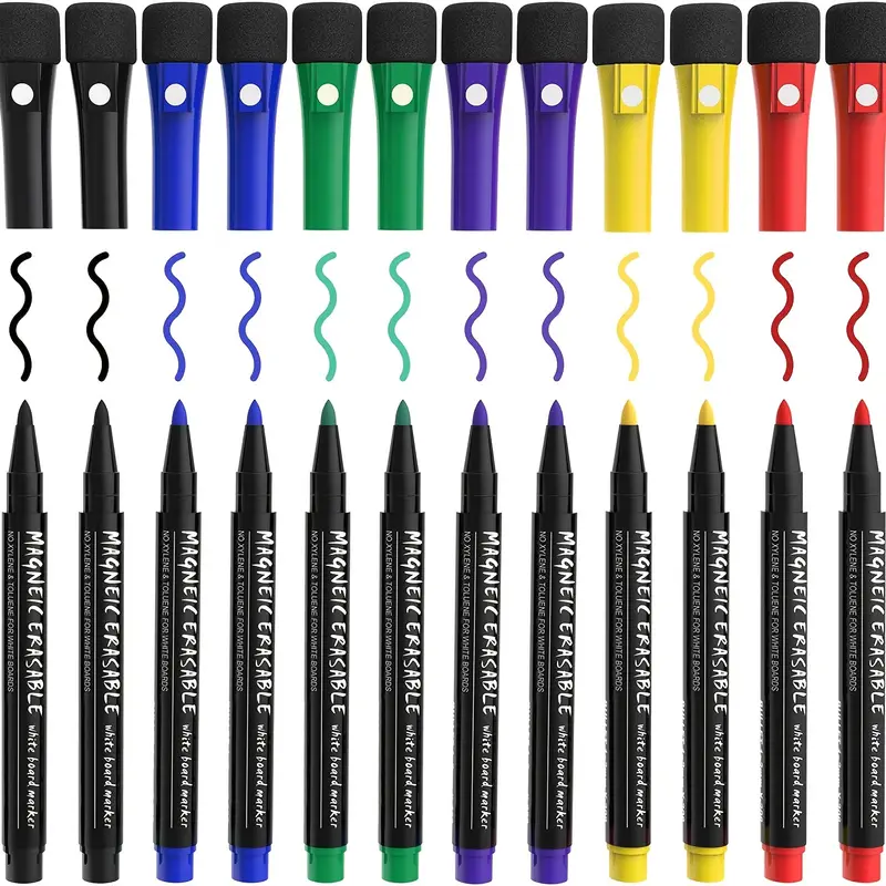 Magnetic Whiteboard Pens 6 Black 6 Color Fine Tip Dry Erase - Temu