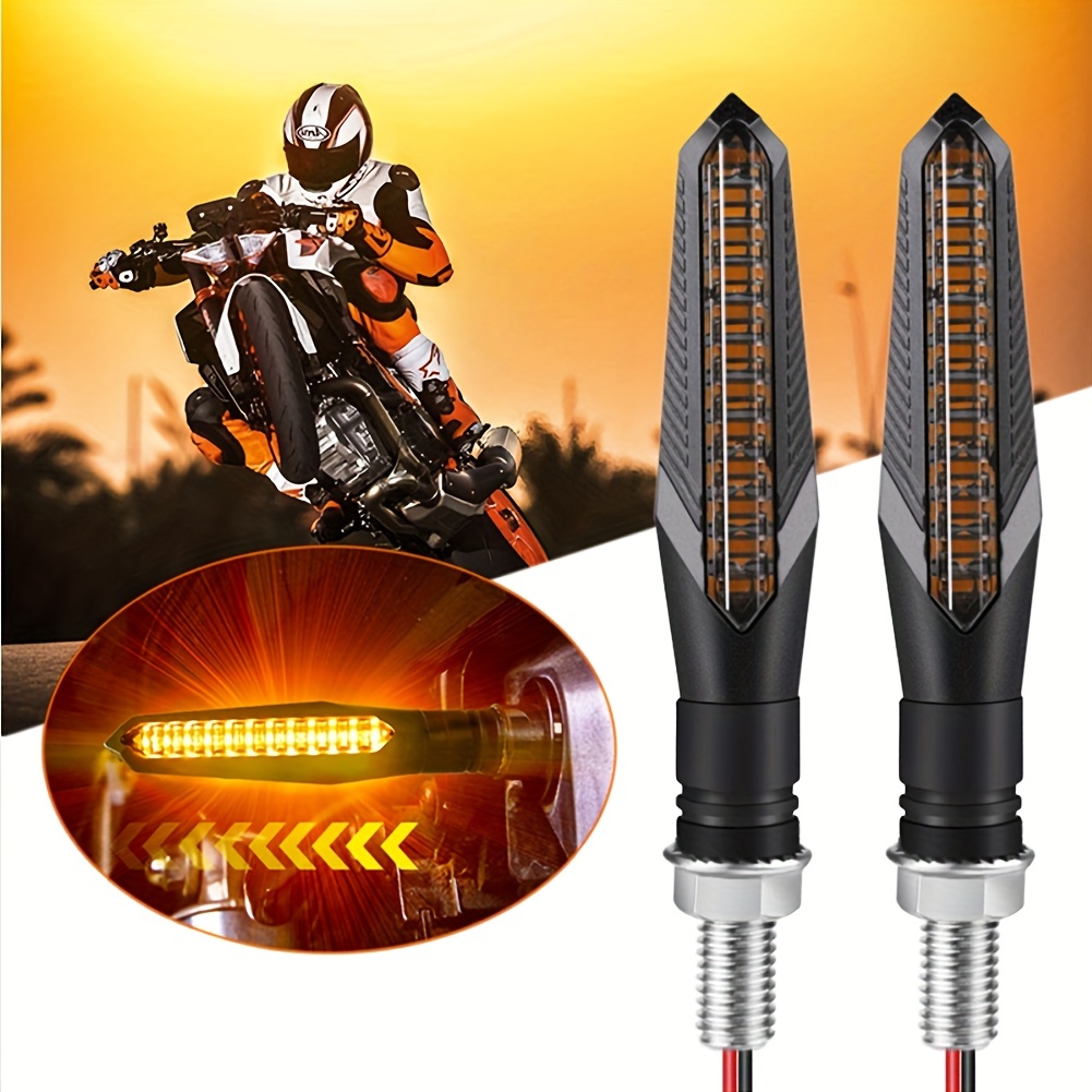 Cheap Universal LED Motorcycle Turn Signal Light Flashing Blinker Flexible  Dual Color DRL Motor Flasher Ring Fork Strip Lamp