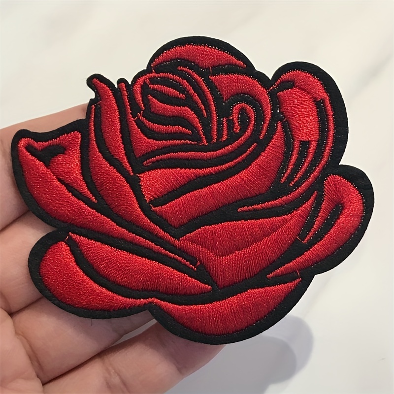 Megrocle 2 PCS Rose Flower Embroidered Iron On Patches, DIY Motif Fabric  Applique Decoration Patch Sew on Patches for Jackets Jeans Backpacks