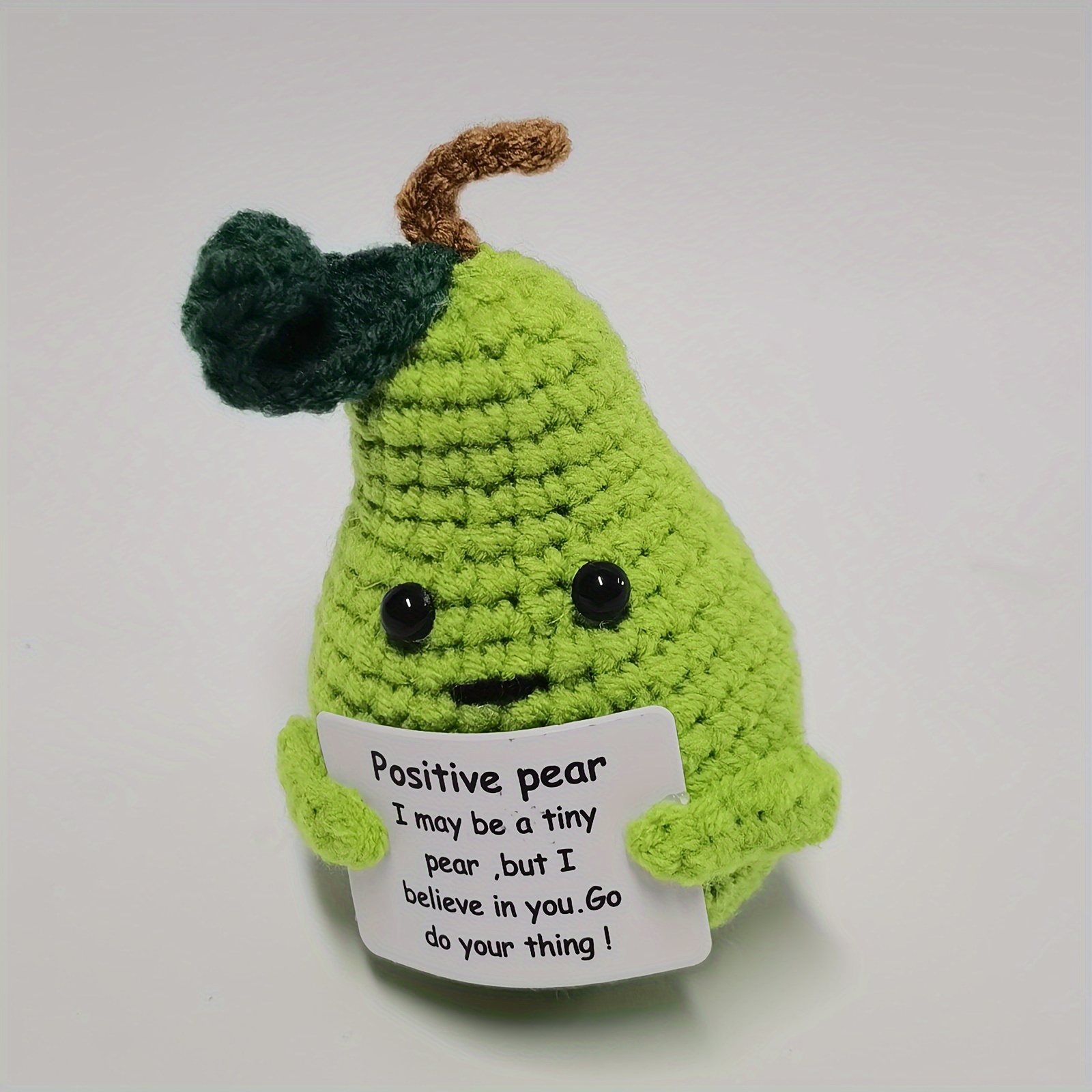 1pc Handmade Emotional Support Pickle Gift, Cucumber Knitting Doll  Emotional Encouragement Gifts With Wooden Base Cute Knitted Cucumber Reduce  Pressur