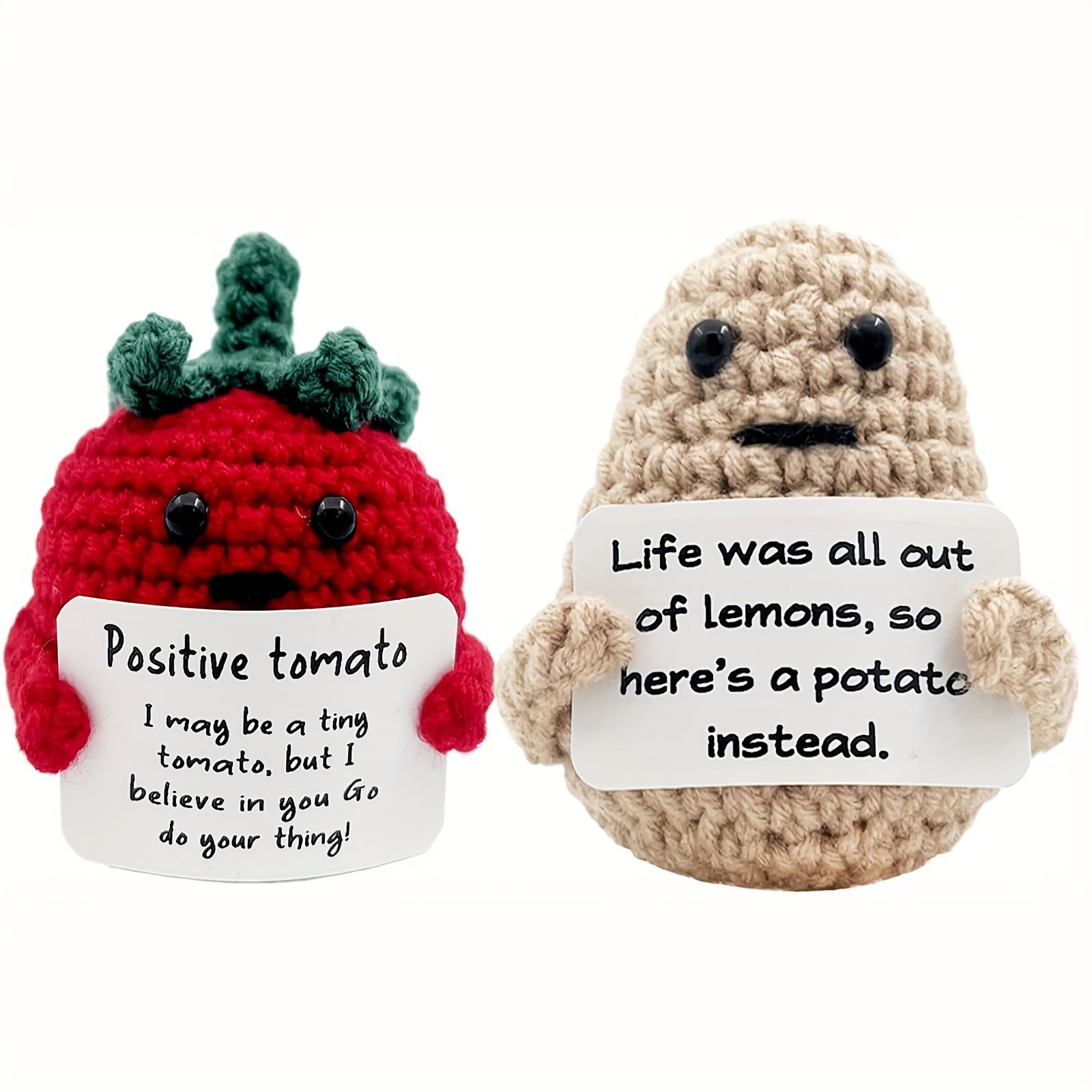 Knitting Wool Toy with Positive Card Funny Positive Potato Inspirational  Crochet Dolls Birthday Gifts for Friend