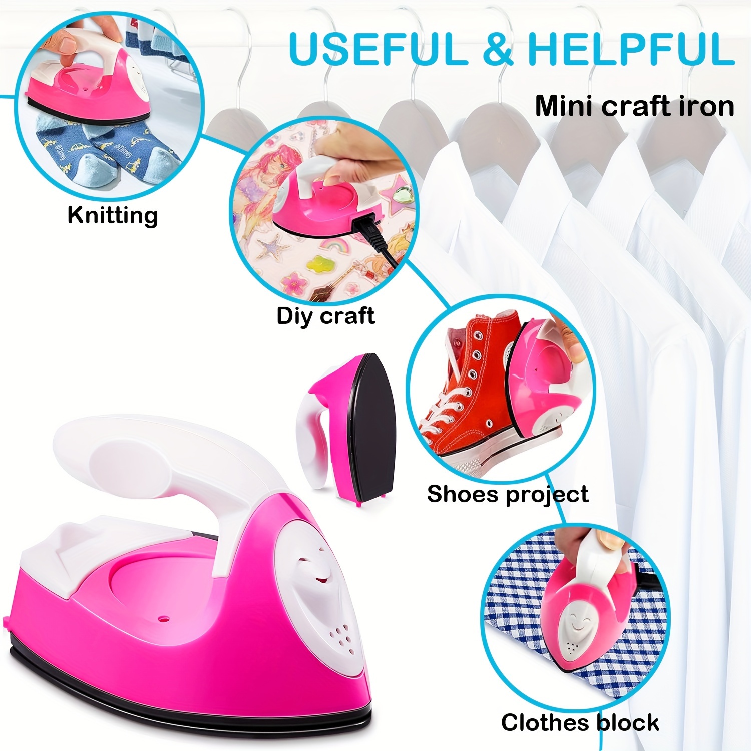 Mini Craft Iron Travel Irons Mini, Portable Handy Heat Press Mini Press  Machine, Small Iron- Suitable for Fabric Clothes,Good, Home and Travel