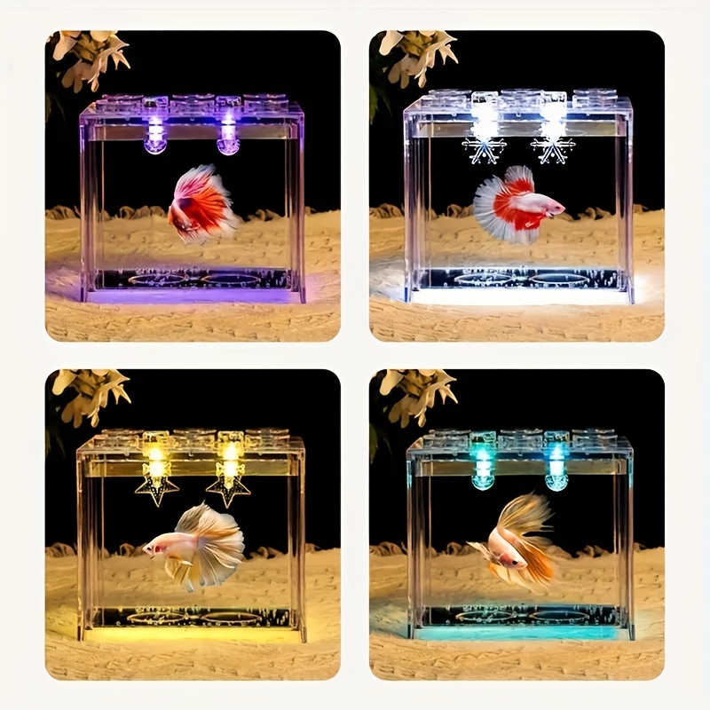 Mini Building Block Fish Tank A Small Acrylic Aquarium - Temu