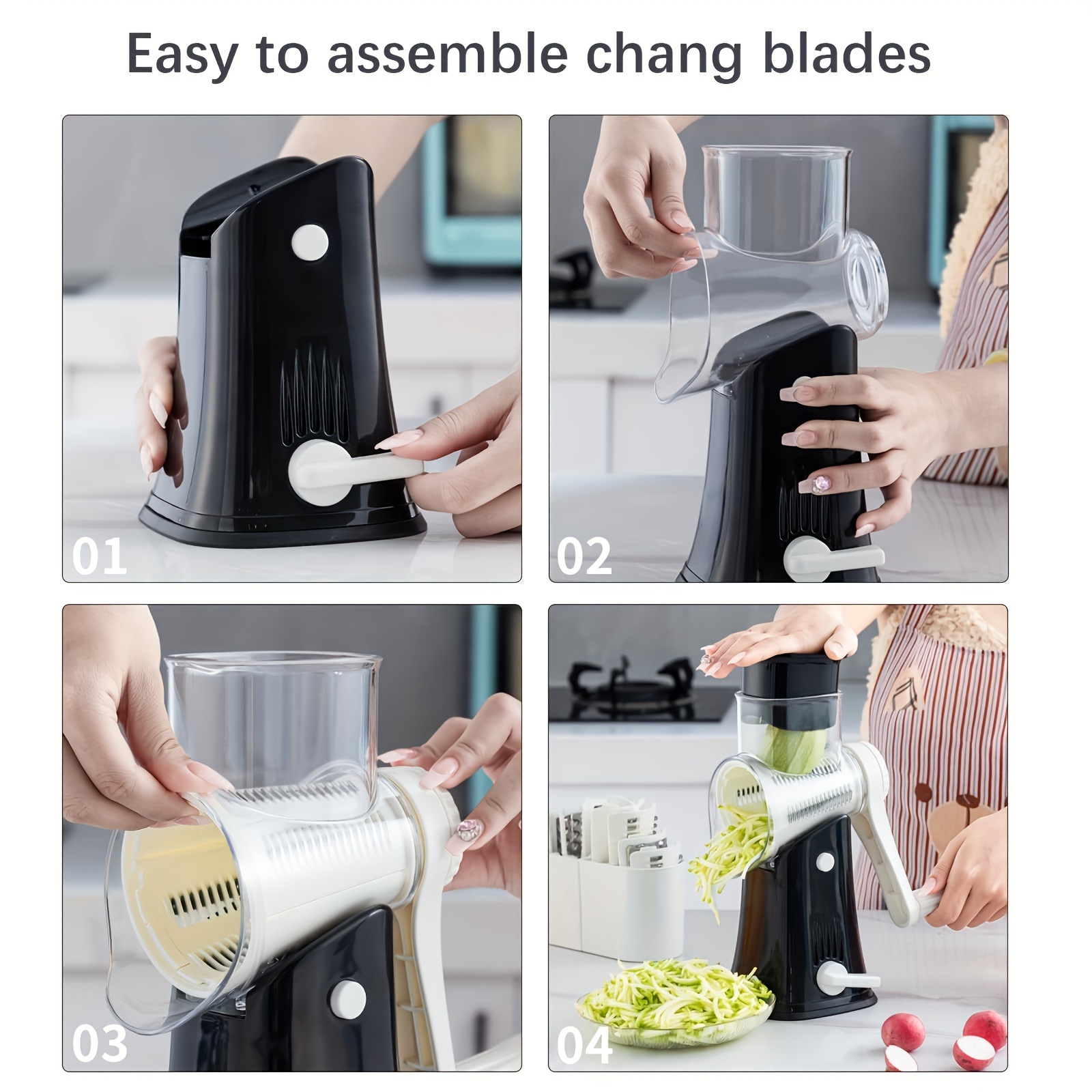 Ourokhome Manual Rotary Cheese Grater -Round Tumbling Box Shredder for Vegetable