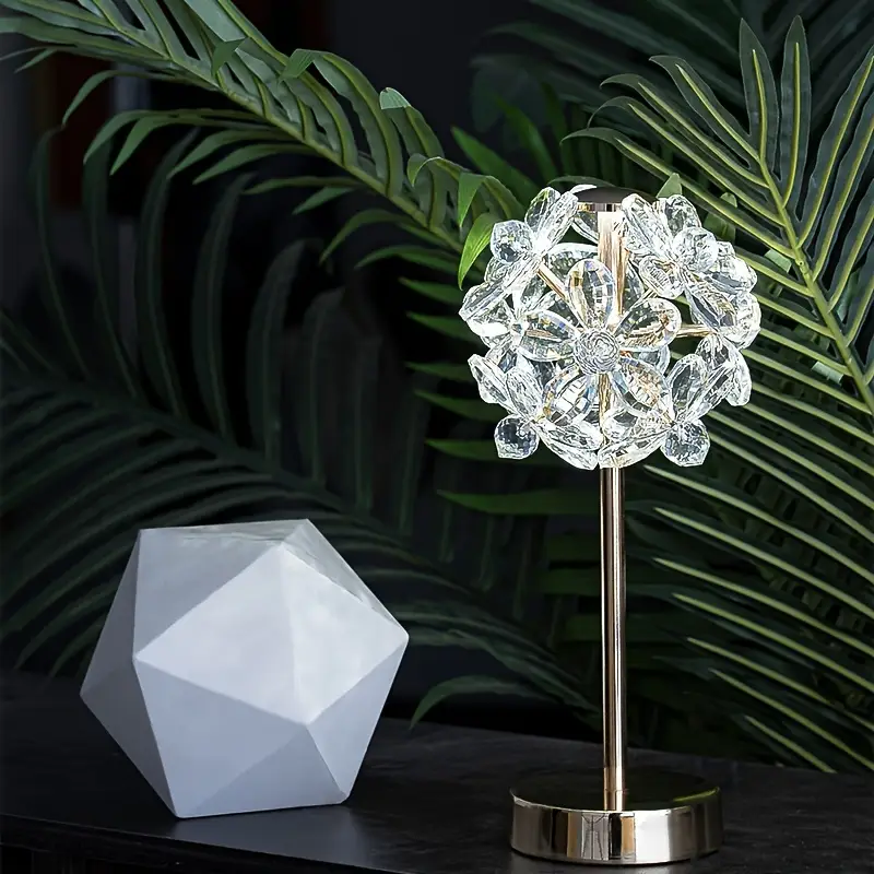 1pc bedroom bedside table lamp usb k9 crystal ball dandelion decorative lamp small mini study desk lamp living room princess room cocktail lounge lighting night lamp ambient table lamp lighting supplies details 7