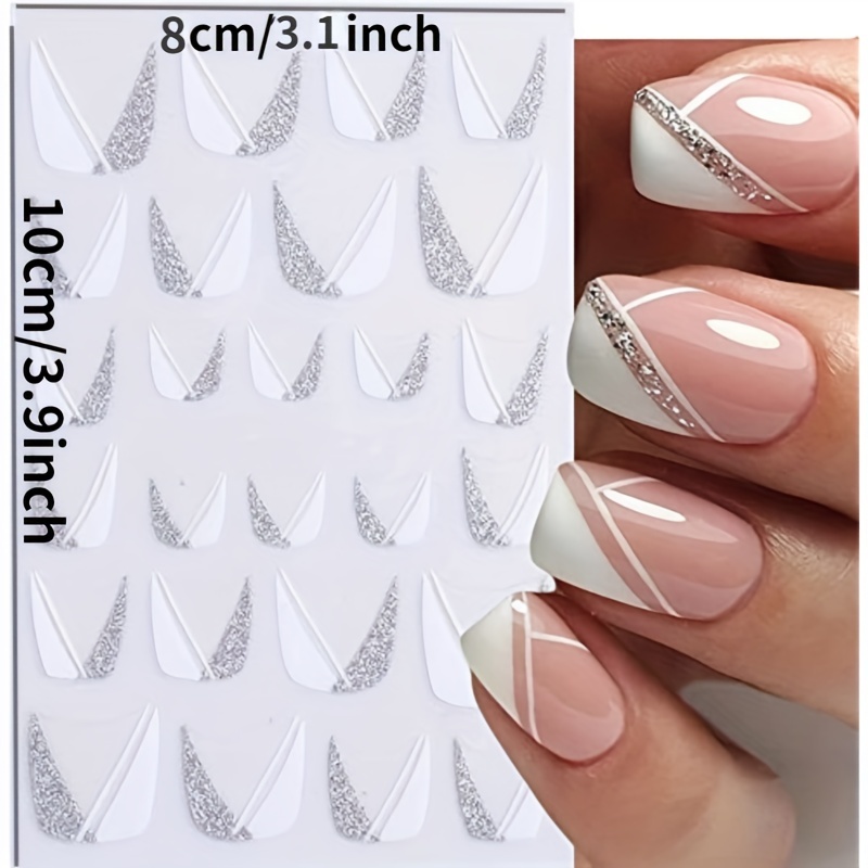 French Tip Guide New 5 Sheets French Manicure Nail Tips Guide Decals DIY  Stencil Nail Art Decals the Same Design 5 Sheets 