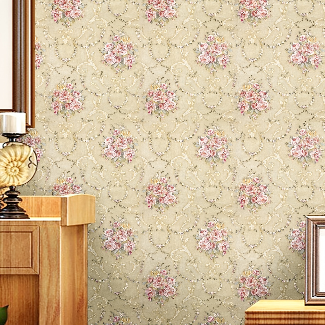 ZYMECH Papel tapiz adhesivo para paredes, diseño floral vintage,  personalizable, paneles de papel de contacto para despegar y pegar, aspecto