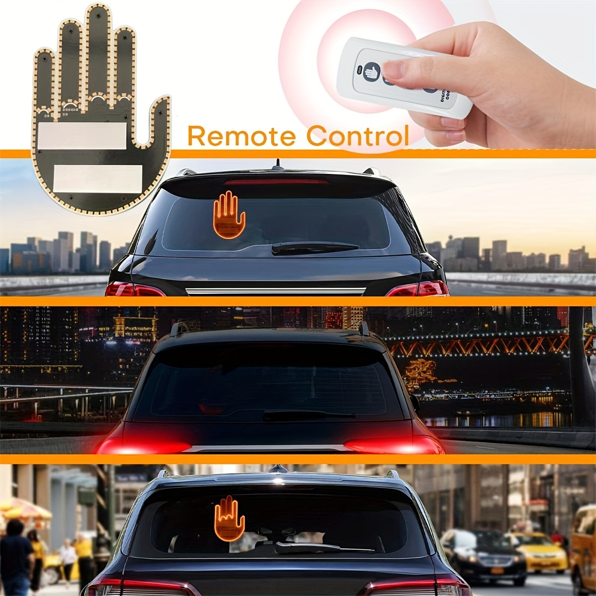 LED Car Lighting Gesture Light, Hand Gesture Light For Car, Finger Gesture  Light With Remote, LED Car Back Window Sign LED Illuminated Gesture Light
