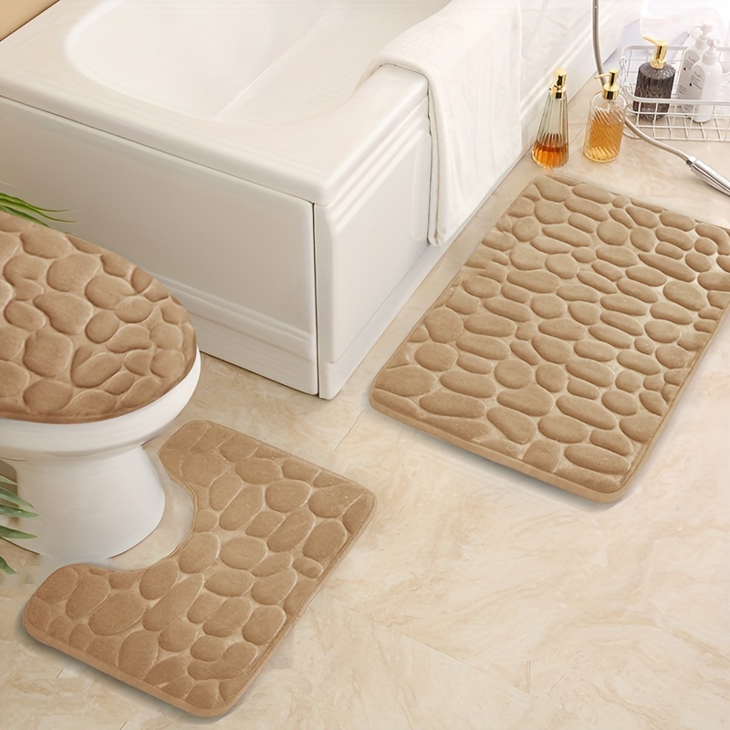 Bathroom Rugs 3 Piece Set - Non-slip Ultra Thin Bath Rugs For