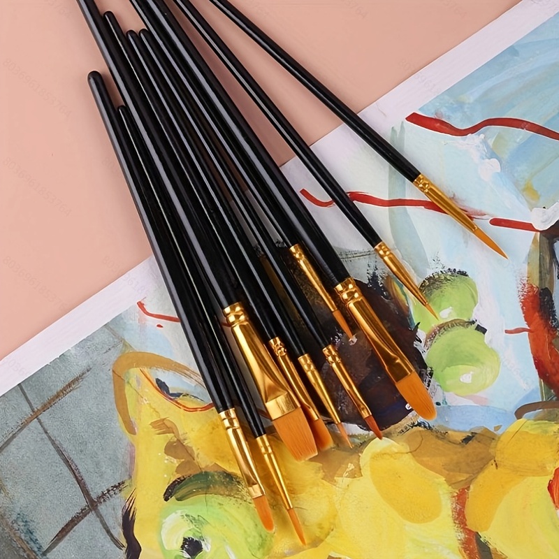 12pcs Dessin Pinceau Ensemble Art Gouache Aquarelle Outils De Peinture à  L'huile