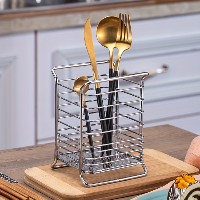  Utensil Drying Rack/Chopsticks/Spoon/Fork/Knife Drainer Basket  Flatware Storage Drainer (Silver): Home & Kitchen