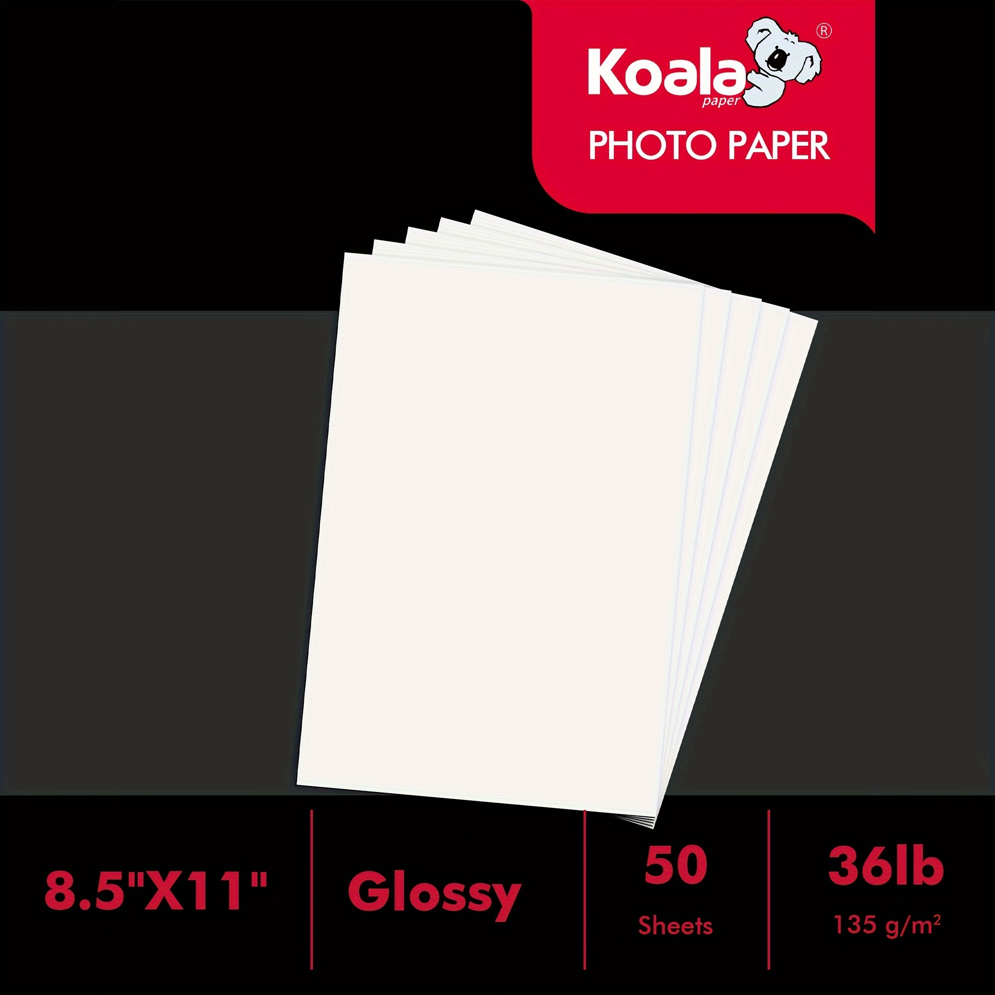 Koala Printable Glossy Sticker Paper for Inkjet Printer, White, 8.5x11 Inch  Self-Adhesive Photo Sticker Printer Paper, (120 Sheets)