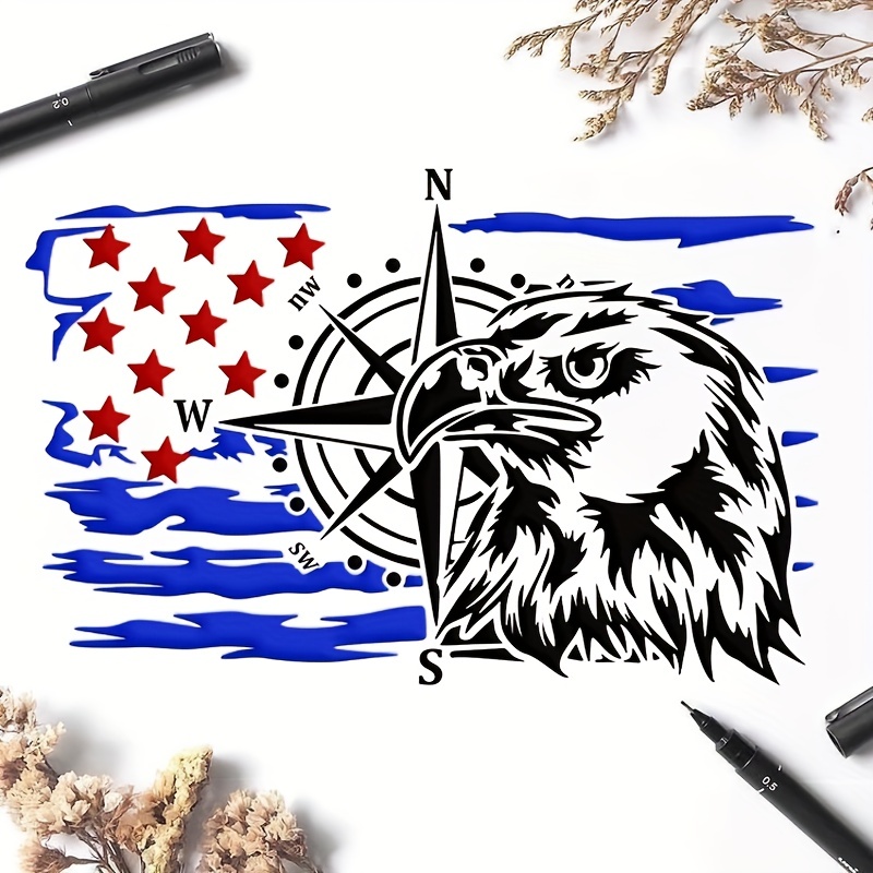 American Flag with Eagle Stencil