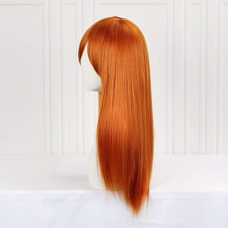 Long Orange Middle Part Wig for Women - 60-96 cm