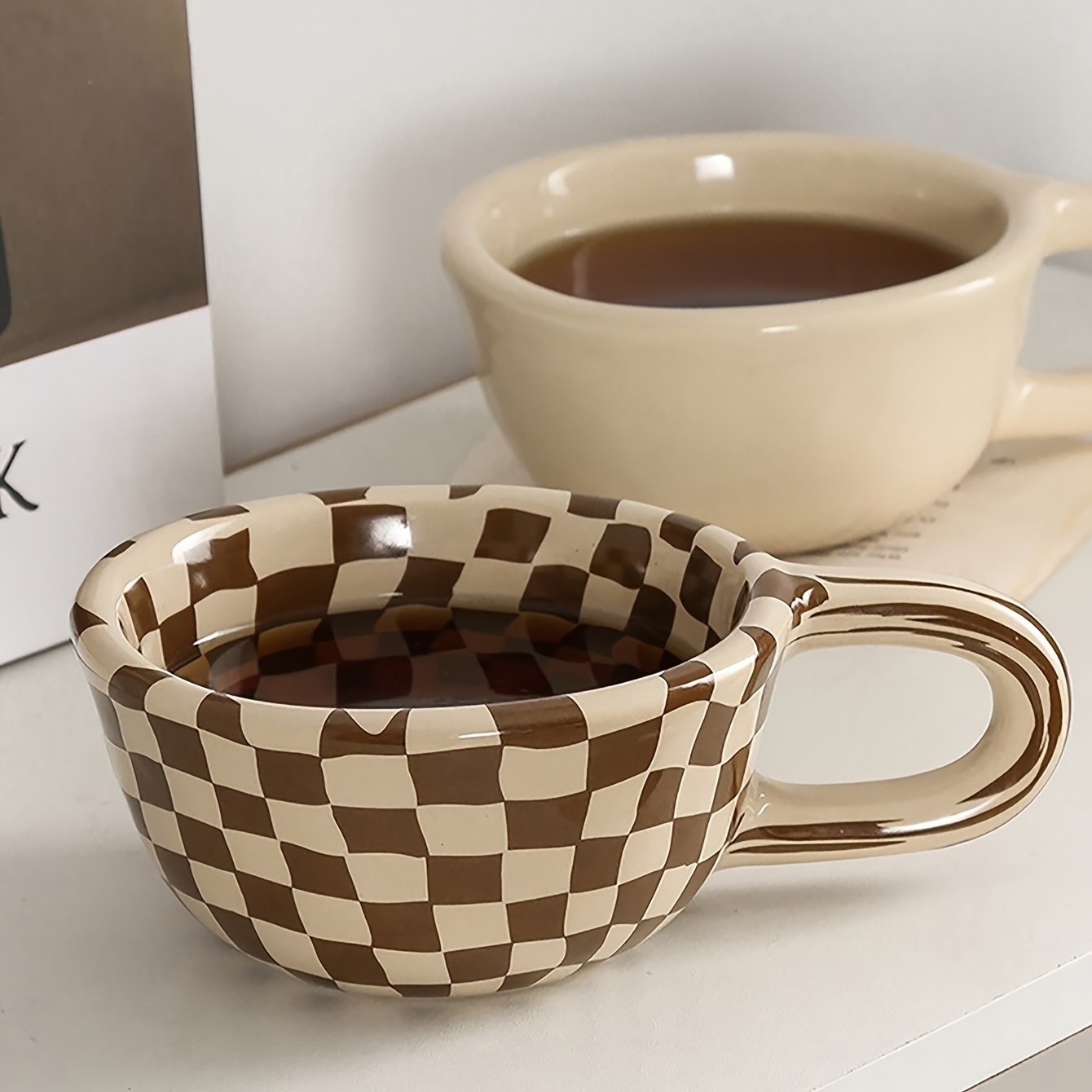 Ceramic Gold Print Tea Cups Mugs Set of 6 - 220 ml Each US