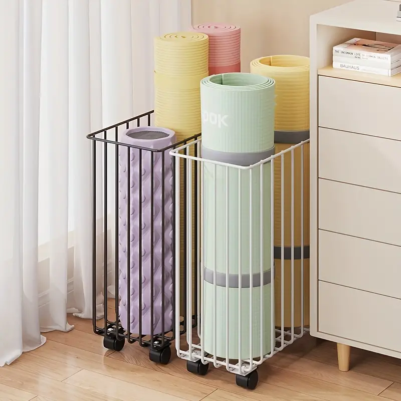 Removable Household Yoga Mat Storage Rack With Wheels - Keep Your Fitness  Equipment And Dirty Clothes Organized!