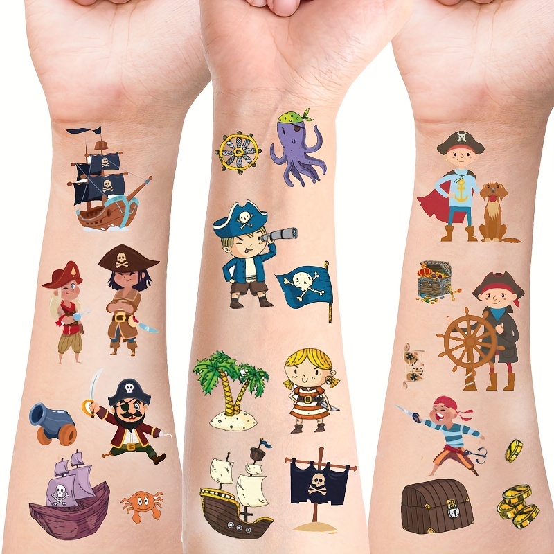 12 hojas de tatuajes temporales para niños, suministros de fiesta de  cumpleaños, tatuajes falsos de dibujos animados, regalos de fiesta para  niños y