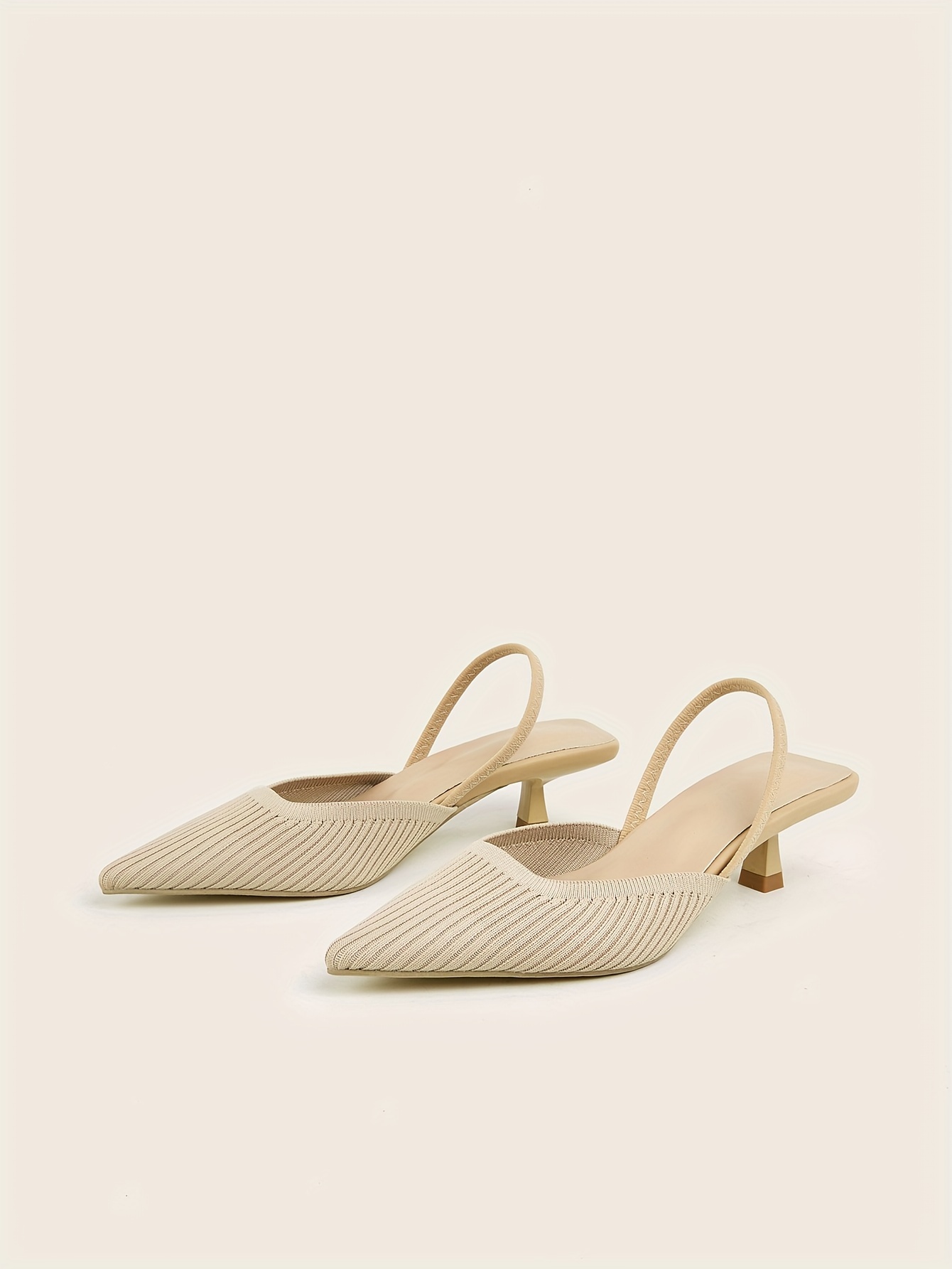 Women's New Style Pointed-Toe Shallow Mouth Sandals, Breathable Fairy-Style Woven Shoes with Kitten Heels, Comfortable Open-Back Flat Shoes for Summer, Women Shoes