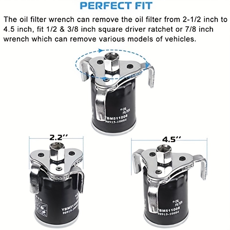 Universal Filter Wrench 3 Jaw Adjustable Tool For Filters 2 1 2 - 4 5 Inch