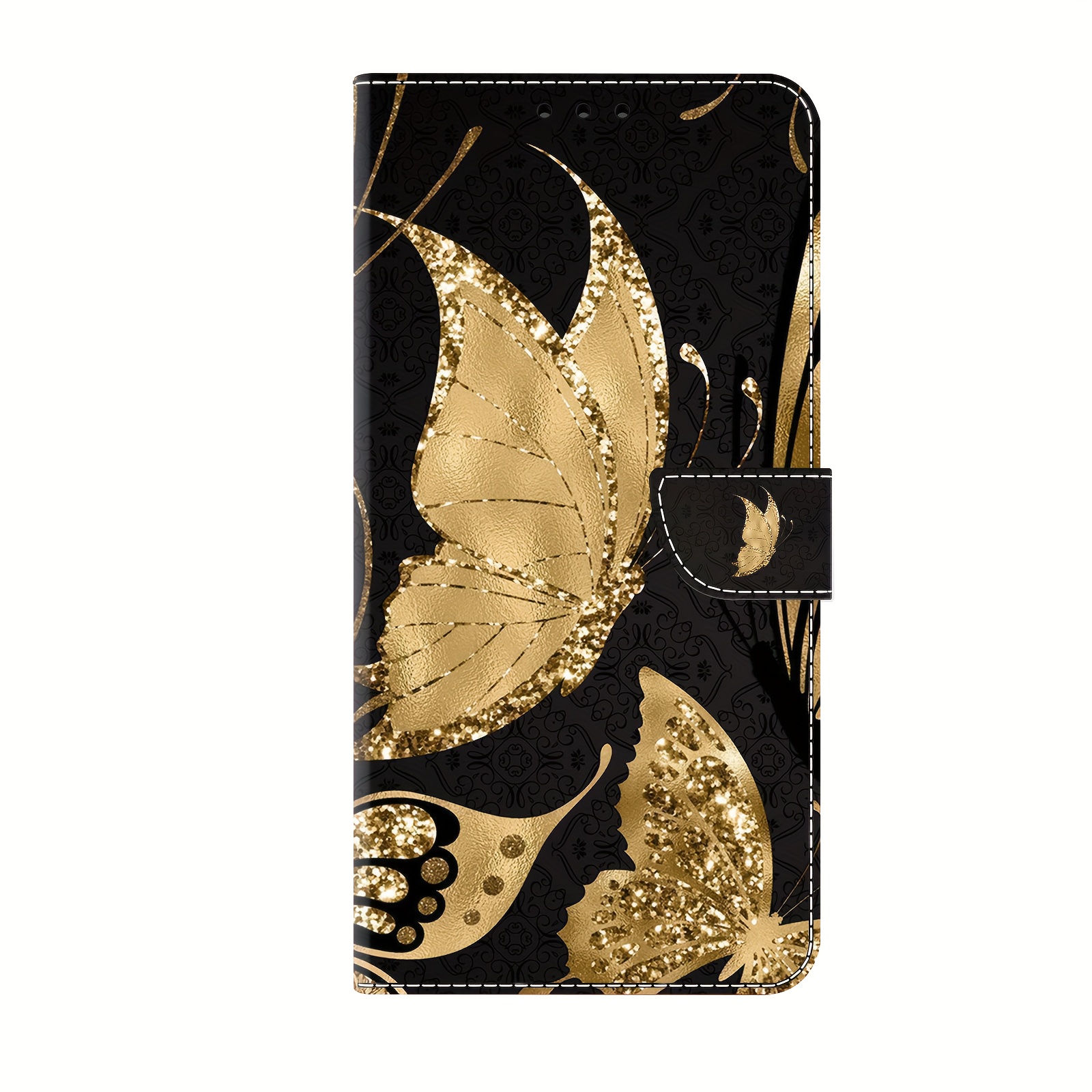 for iphone 6 6s 7 8 se2 3 x xs xr 11 12 13 14 15 mini plus pro max pu faux leather with card slot foldable stand flip wallet case for iphone black golden iphone 6 plus 6s plus 0