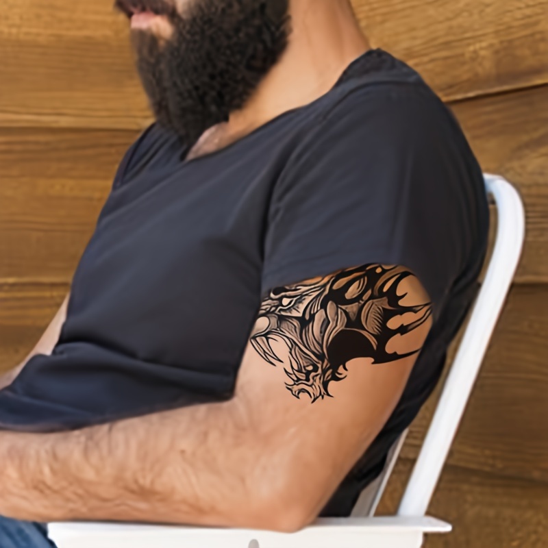 Hsmqhjwe Tattoo Numb Art Temporary Tattoo Tattoos Arm Tatoo 3D Men Waterproof Sticker Tattoo Accessories Disposable Dentist Bibs, Size: As Description