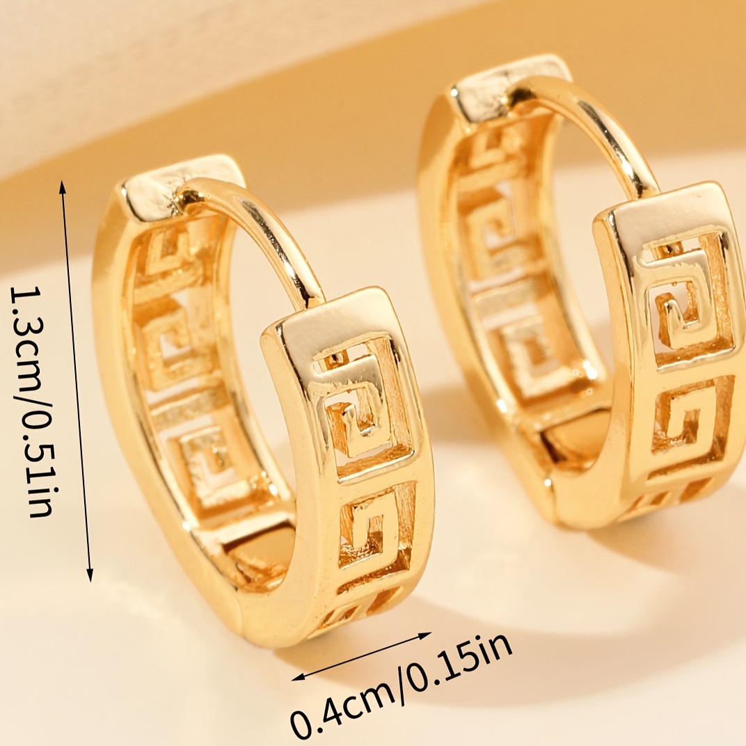 unique mesh pattern hoop earrings copper 18k gold plated jewelry vintage   suitable for women daily casual details 4