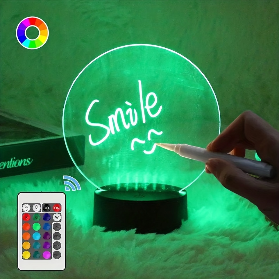 Acrylic Dry Erase Board, Reusable LED Light Up Message Board with Stand and Dry Erase Pen USB Letter Message Boards, Style 3