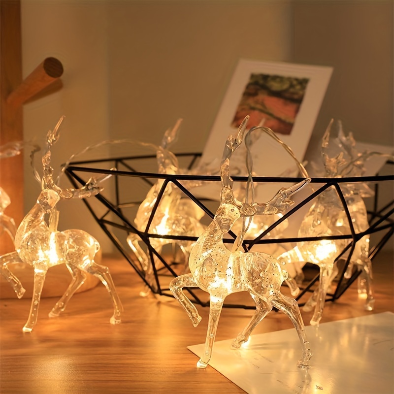 

1pc Christmas Reindeer String Lights, For New Year Christmas Tree Wedding Curtain Indoor Garland Garden Party Room Bedroom Decorative Lights, Powered By Battery Box (battery Not Included)