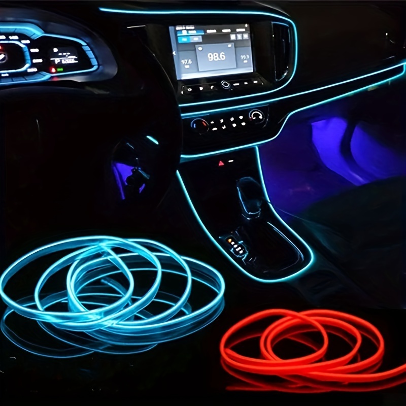 118.11 Inch 7 Colors RBG Car Interior Atmosphere Lighting LED Strip Neon  LED Car Lighting Strips DIY Flexible EL Cold Light Line Tube Auto Decoration