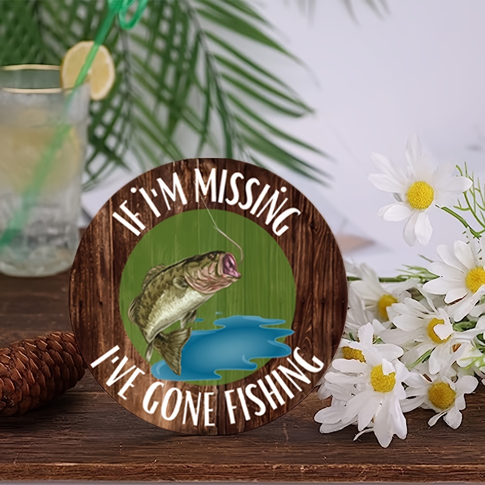 1pc, Fishing Sign, Gone Fishing Sign, Humor Fishing Sign, Fish Wooden  Wreath Sign 8x8inch Room Decor, Home Decor, Holiday Decor, Festivals Decor,  Fron