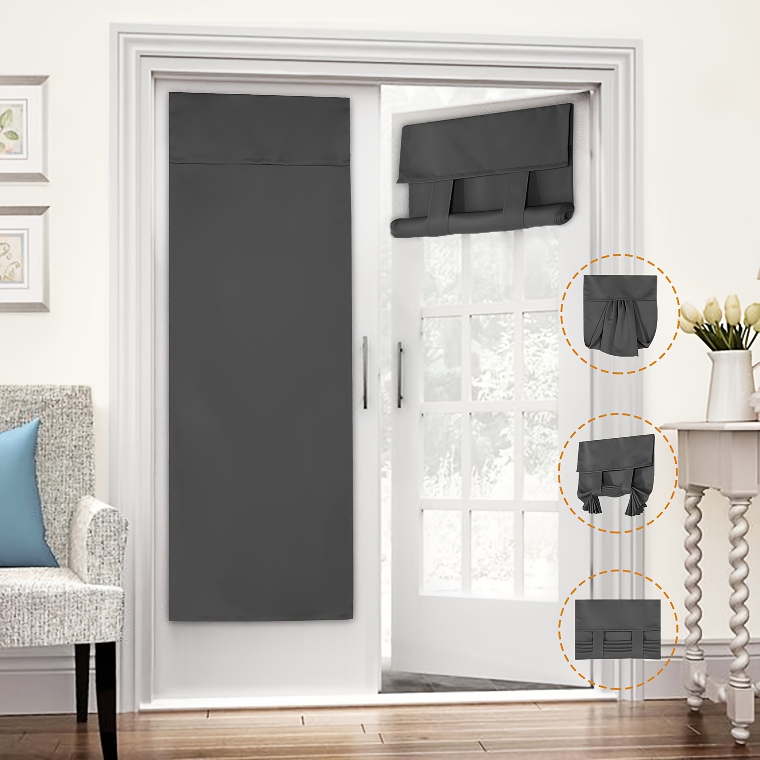 Cortina opaca para dormitorio gris cortinas opacas con aislamiento térmico  y ojales, cortinas de puerta con aislamiento térmico para sala de estar, 2