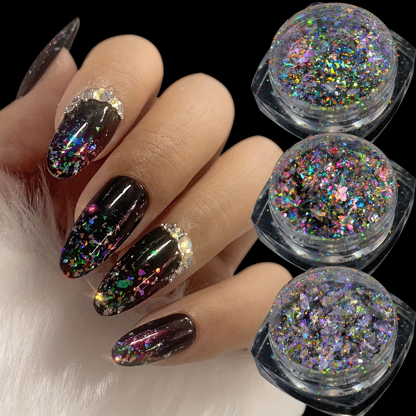 Nail Glitter Powder Shiny Sparkles Nail Art Sequins Flakes - Temu