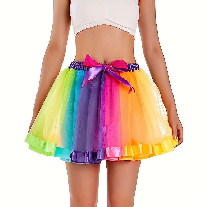 Falda tutú para adultos, falda tutú de tul para mujer, con luces LED de  neón, 5 capas, faldas de ballet de tul para fiesta y baile