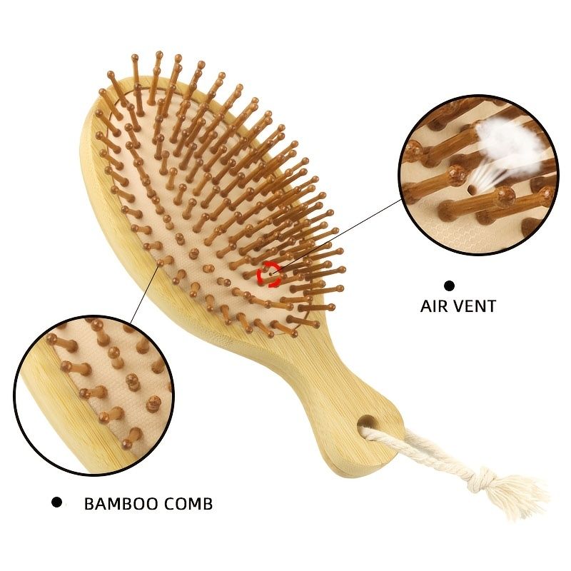 4pcs Hair Brush Set Natural Bamboo Comb Paddle Detangling Hairbrush Wide  Tooth And Tail Comb No Bristle Suit For Women Men And Kids Thick Thin Curly  Dry Hair Gift Kit | Shop