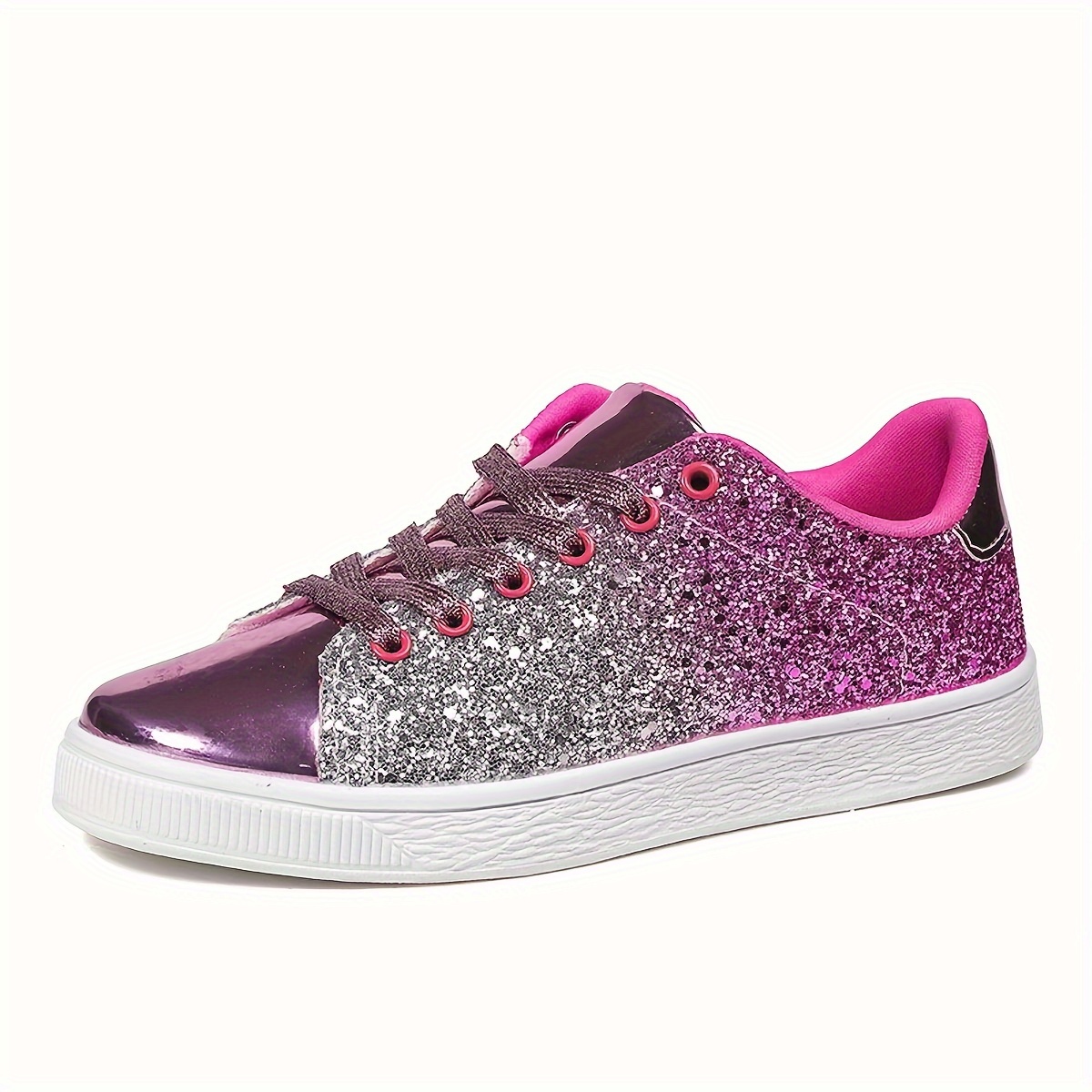 Jeekopeg Glitter Sparkly Fashion Sneakers Shoes Shiny Casual Shoes Bling  Sequin Concert Low Cut Lace up Shoes