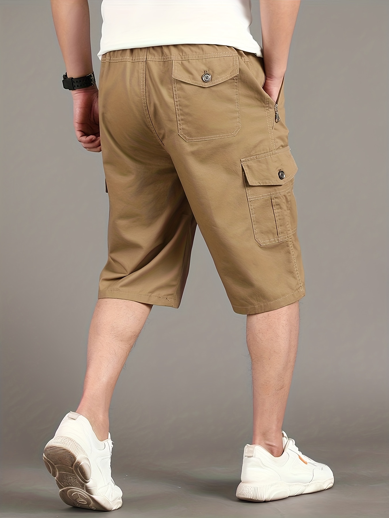 Cotton Classic Design Multi Flap Pockets Cargo Capri Pants, Men's Casual  Cargo Pants For Men Autumn Summer Outdoor