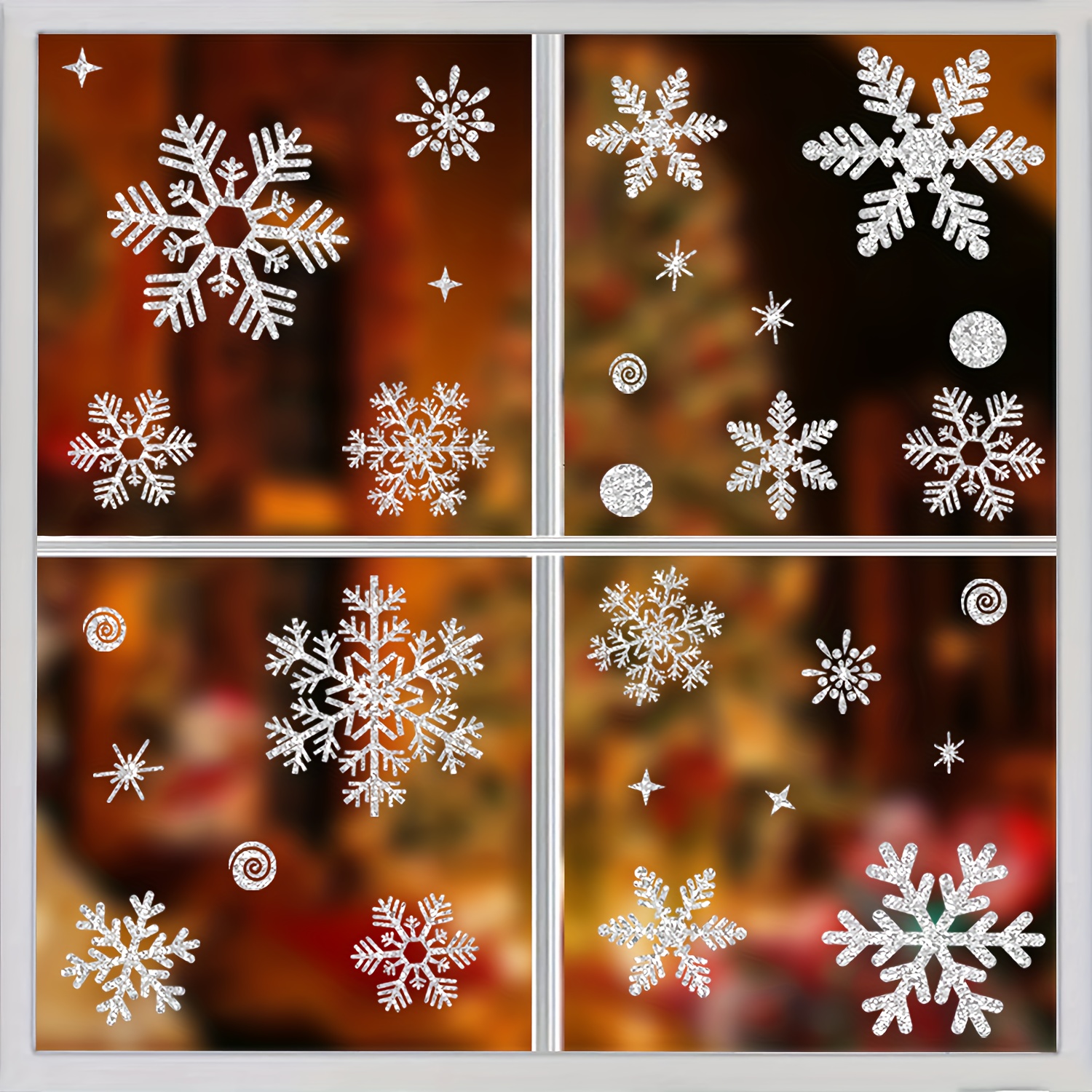 Silvery Glitter Snowflake Window Stickers sparkling - Temu