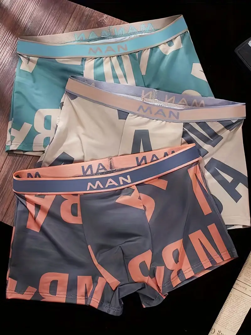 Men's Fashion Letter Graphic Underwear Boxer Briefs Simple Versatile ...