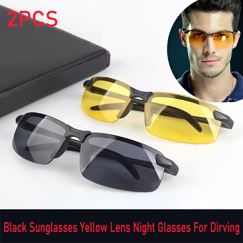 Night Vision Driving Glasses Women Men Drivers Semi Rimless - Temu