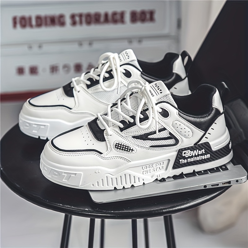 Mens Lace Up Trendy Sneakers Skate Shoes With Good Grip Breathable