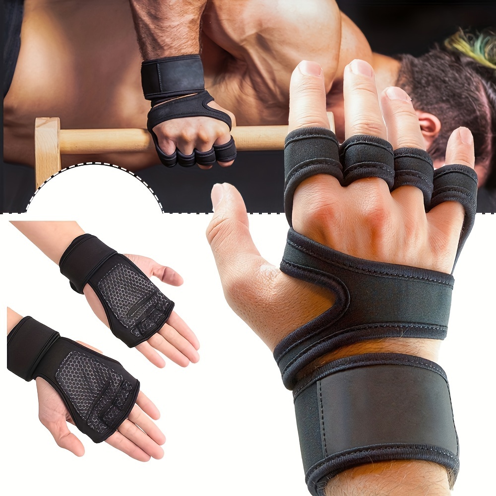 Guantes de entrenamiento para hombres y mujeres, guantes  acolchados para levantamiento de pesas con soporte para muñeca, protección  completa de la palma y agarre de silicona, guantes de gimnasio para 