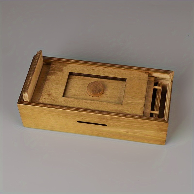 Caja secreta de rompecabezas de buena suerte, tarjetero de dinero y regalo  en un candado de madera con compartimento oculto, alcancía