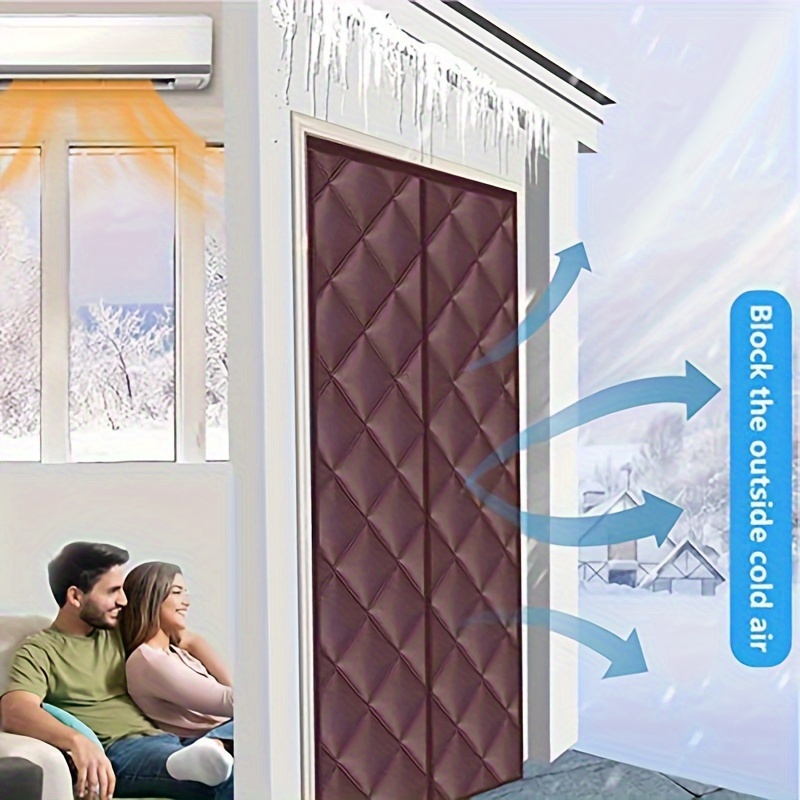  Cortina de aislamiento acústico, pantalla de cubierta de puerta  de invierno, manta resistente al viento, cortinas de invierno con  aislamiento térmico, para sala de estar, garaje, puerta delantera, patio,  cocina (color